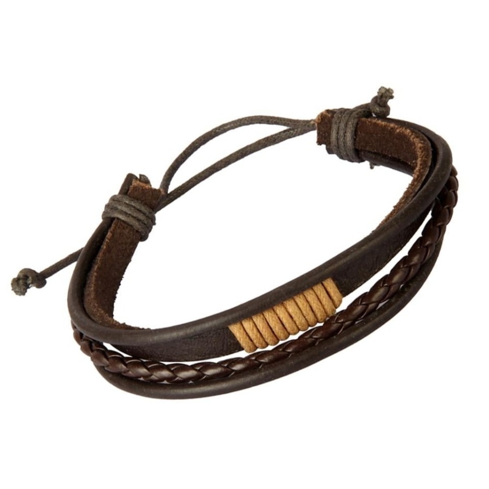 Brown PU Leather Braided Bracelet